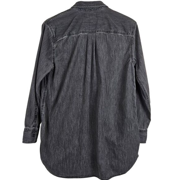 Madewell Denim Popover Top in Black‎ Wash, size S - Picture 2 of 5